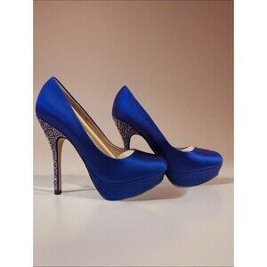 Women's Steve Madden Partyy-R Crystal Heel Satin Heels Blue US 9 Y2K Club Shoes
